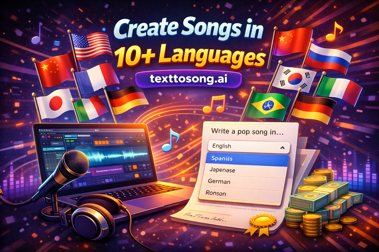 Multilingual AI song generation in 10+ languages